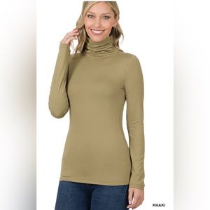 New microfiber mock turtleneck long sleeve tee